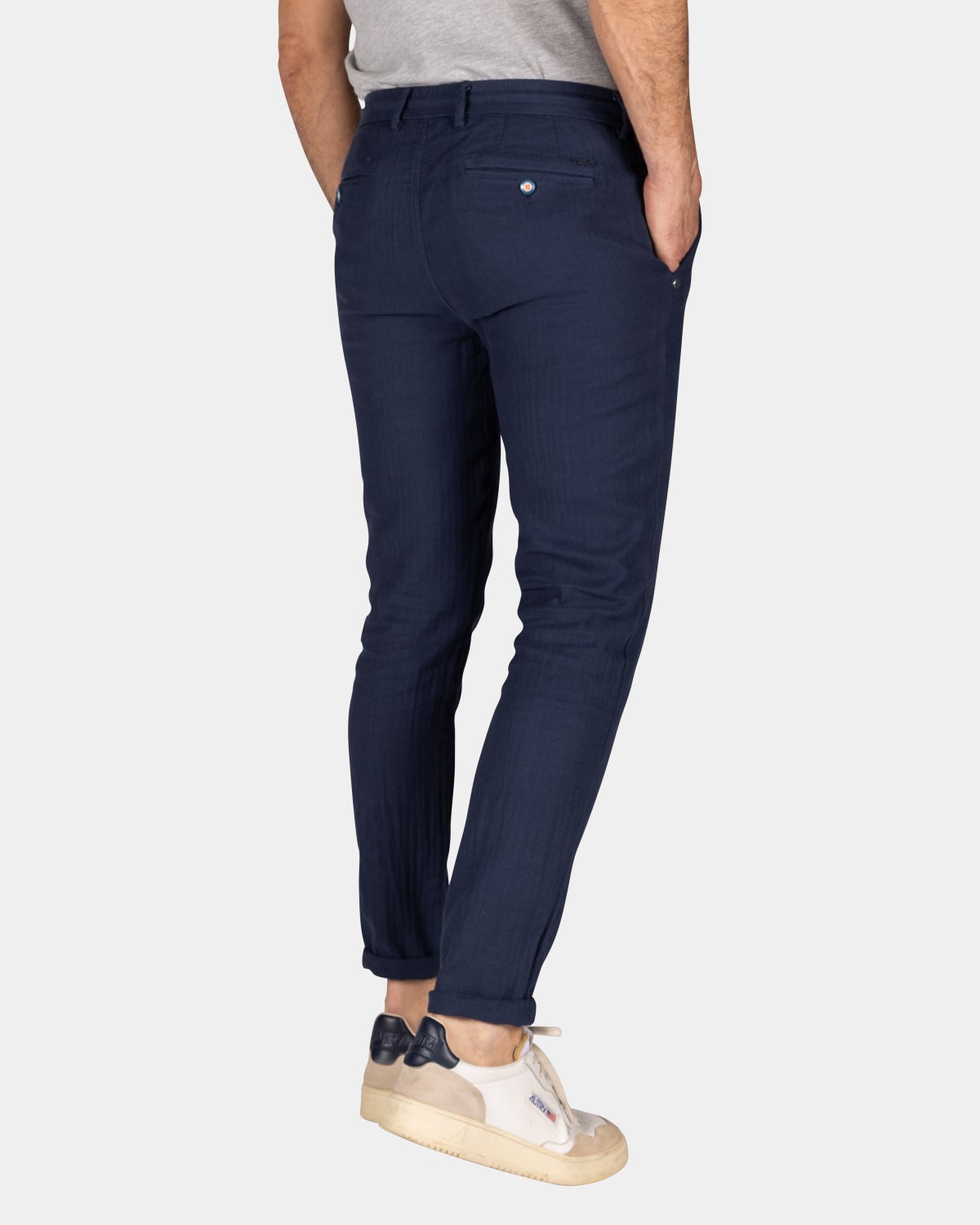 Cotton and linen trousers - Ocean Navy
