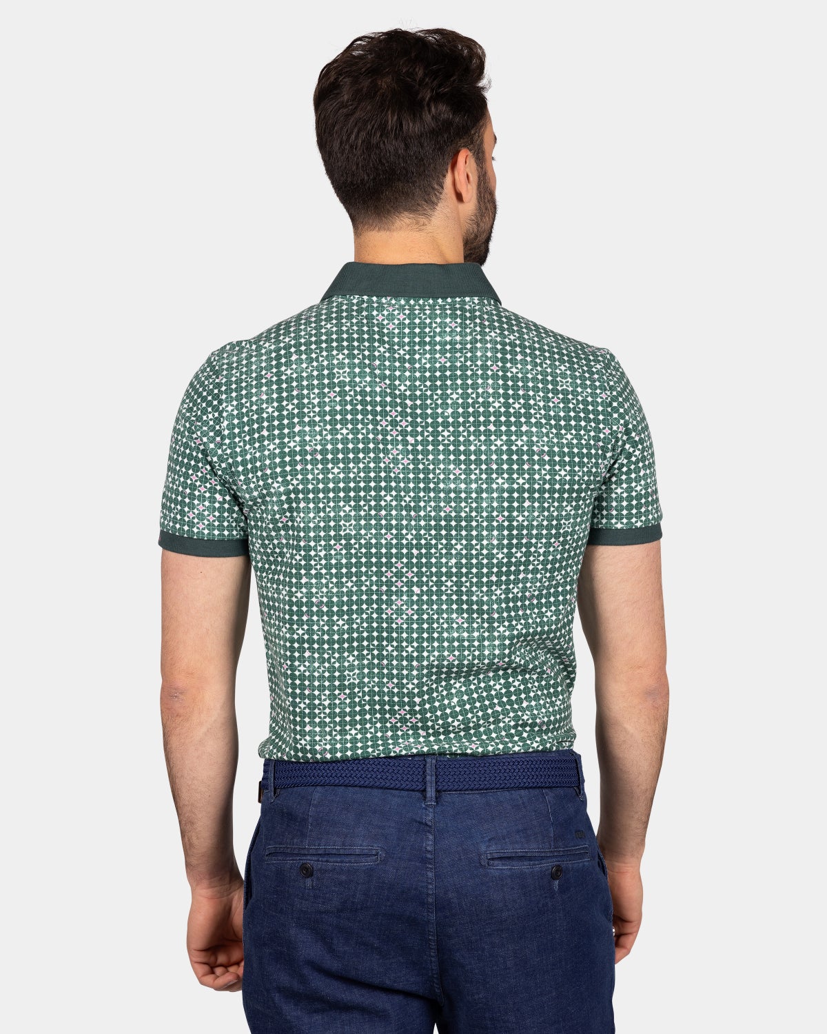 Cotton polo with graphic print - Classic Green