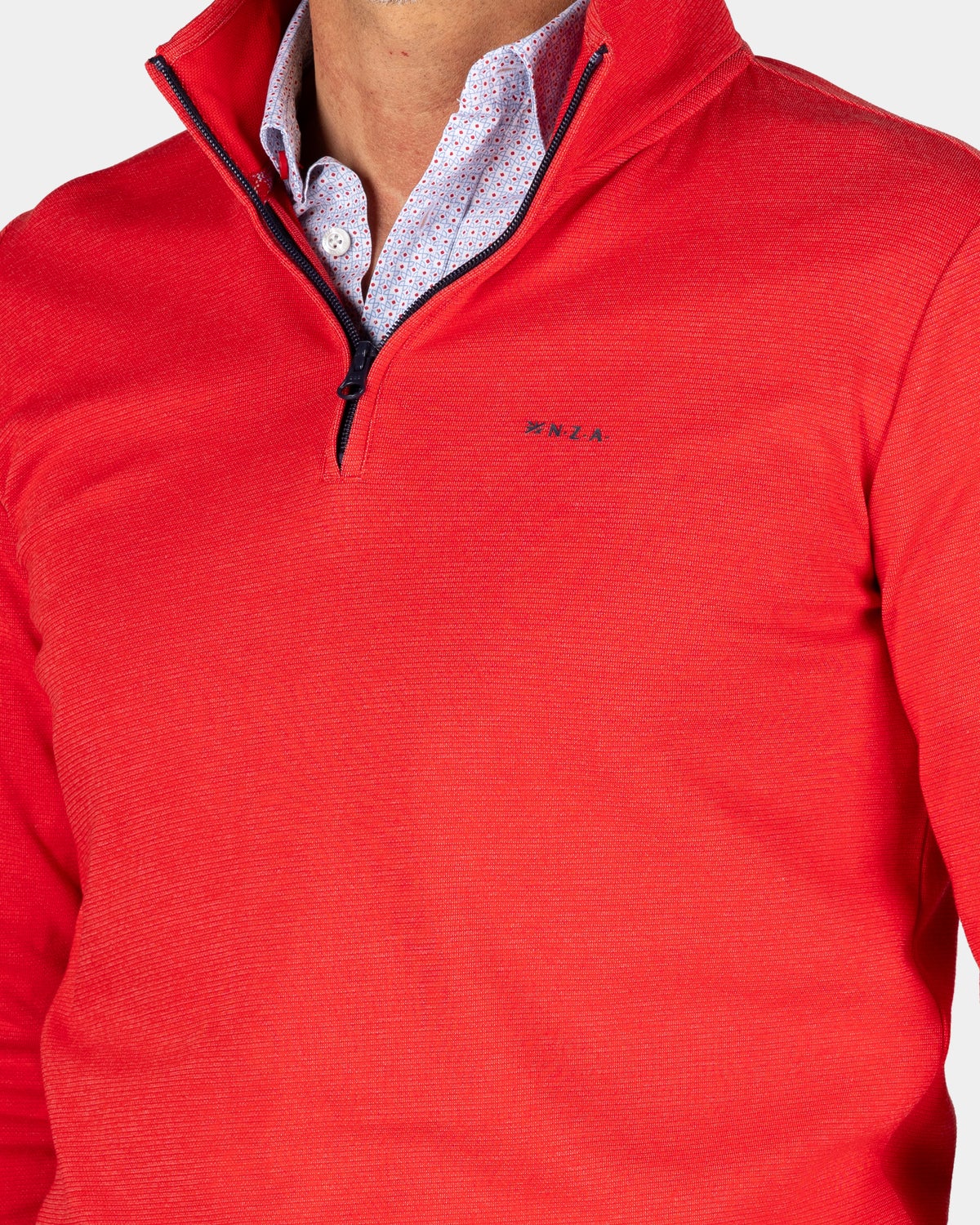 Red fleece sweater with half-zip - Reef Red