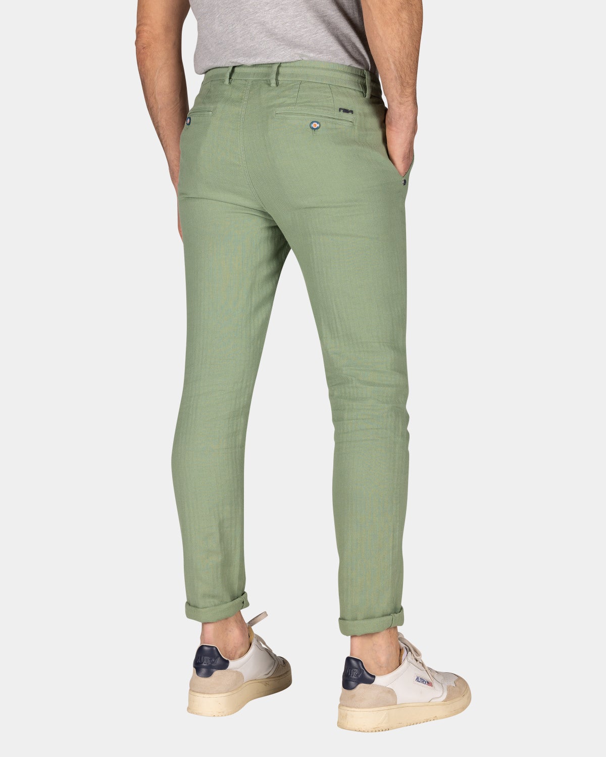 Cotton and linen trousers - Soft Olive