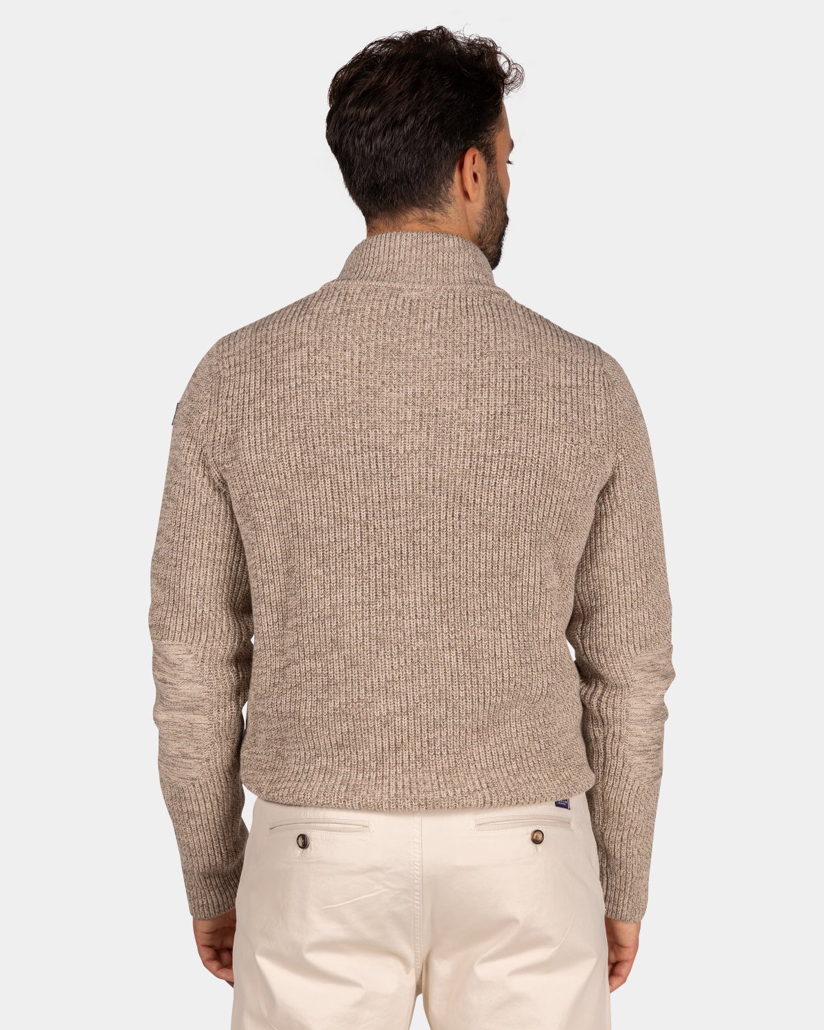 Mottled brown half-zip sweater - Chestnut