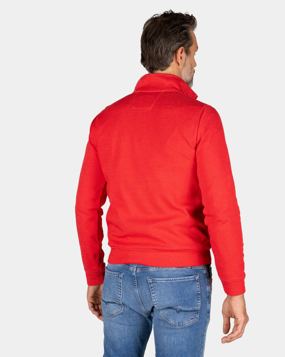 Red fleece sweater with half-zip - Reef Red