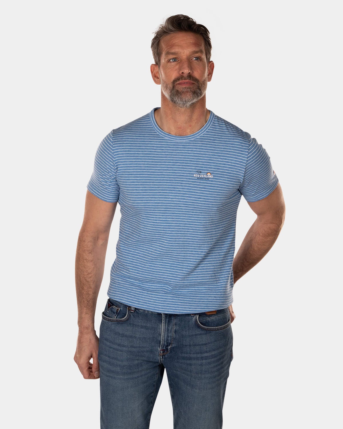 Cotton t-shirt with stripes - High Summer Cobalt