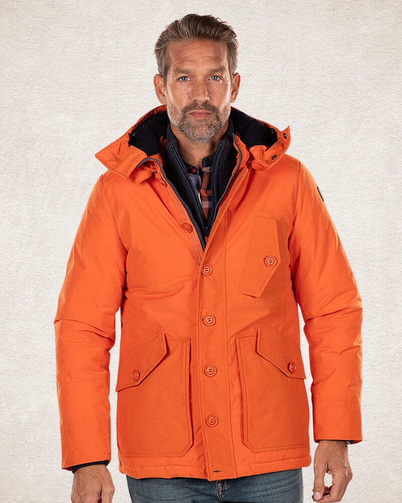 Canvas hooded parka jacket - Ginger Orange