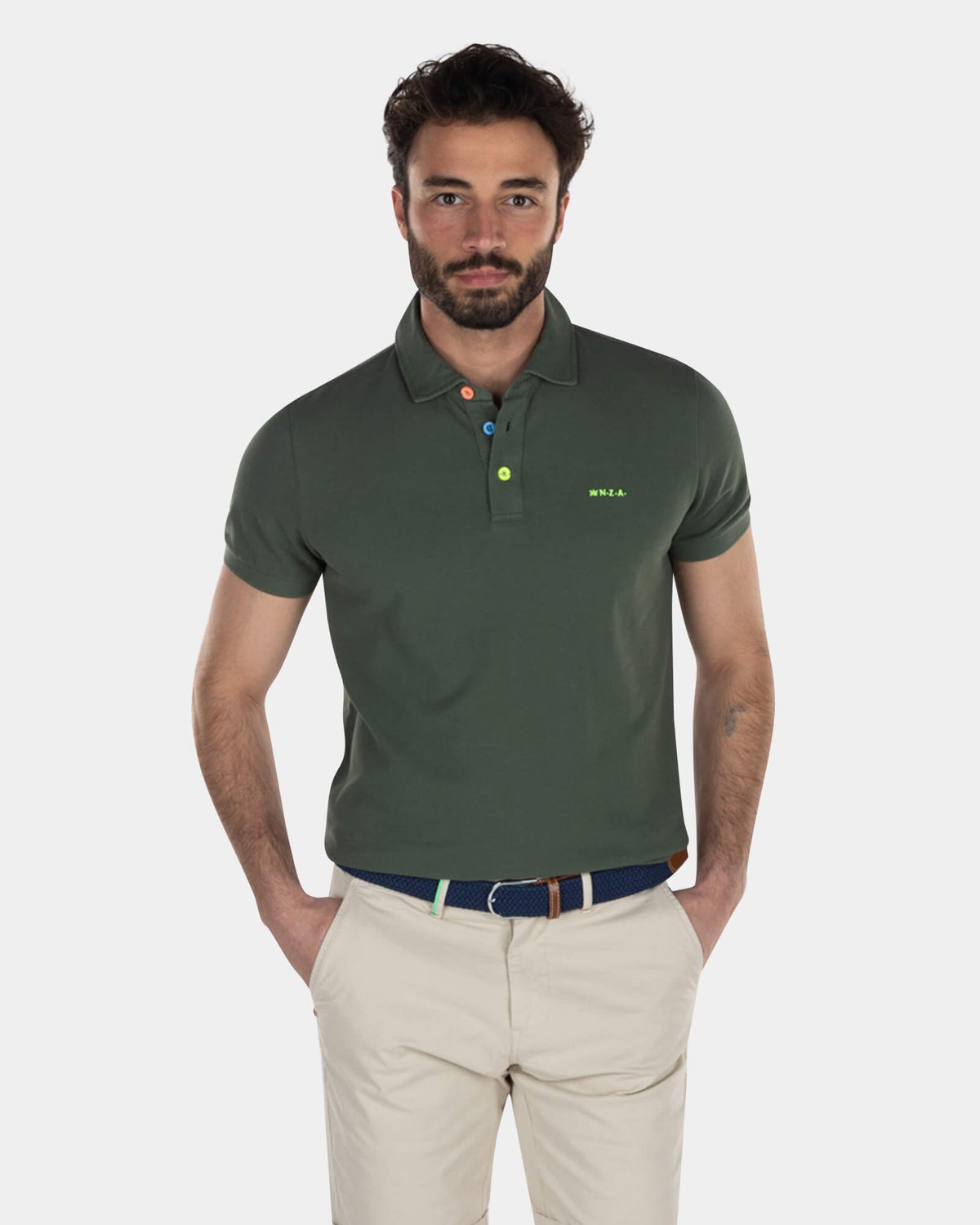 Cotton basic polo shirt - High Summer Army