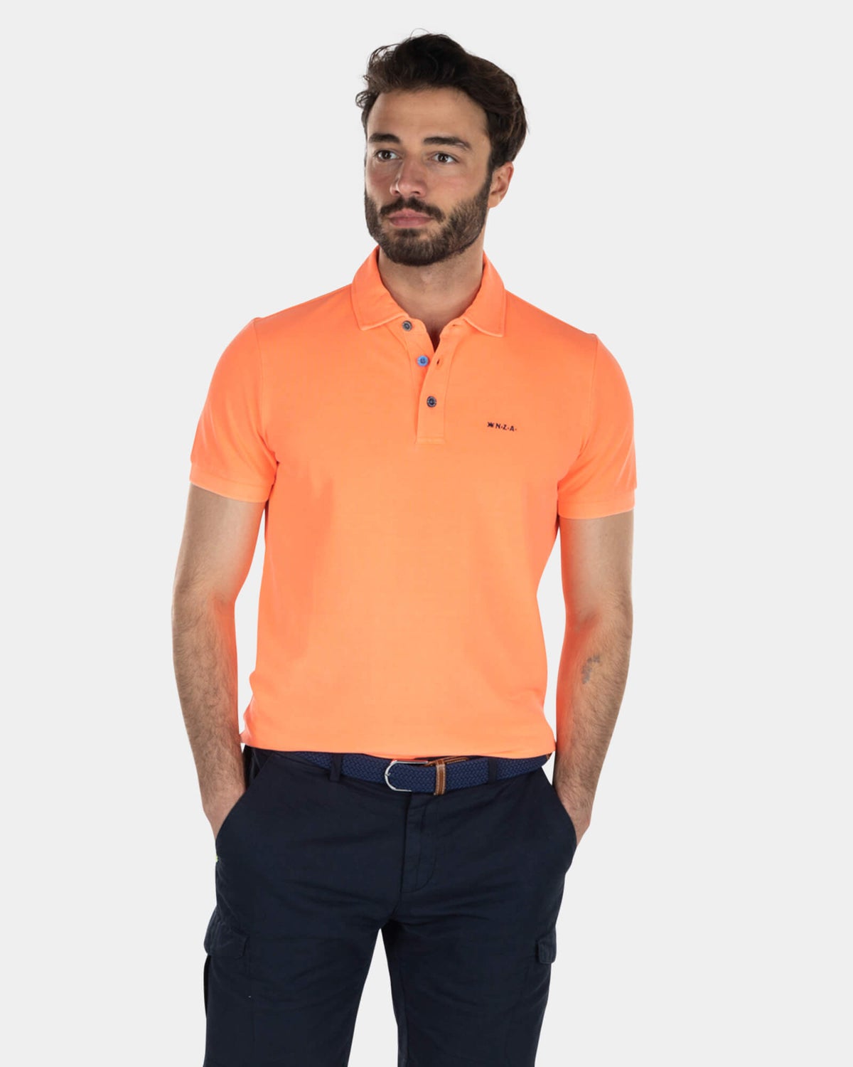 Cotton basic polo shirt - High Summer Orange