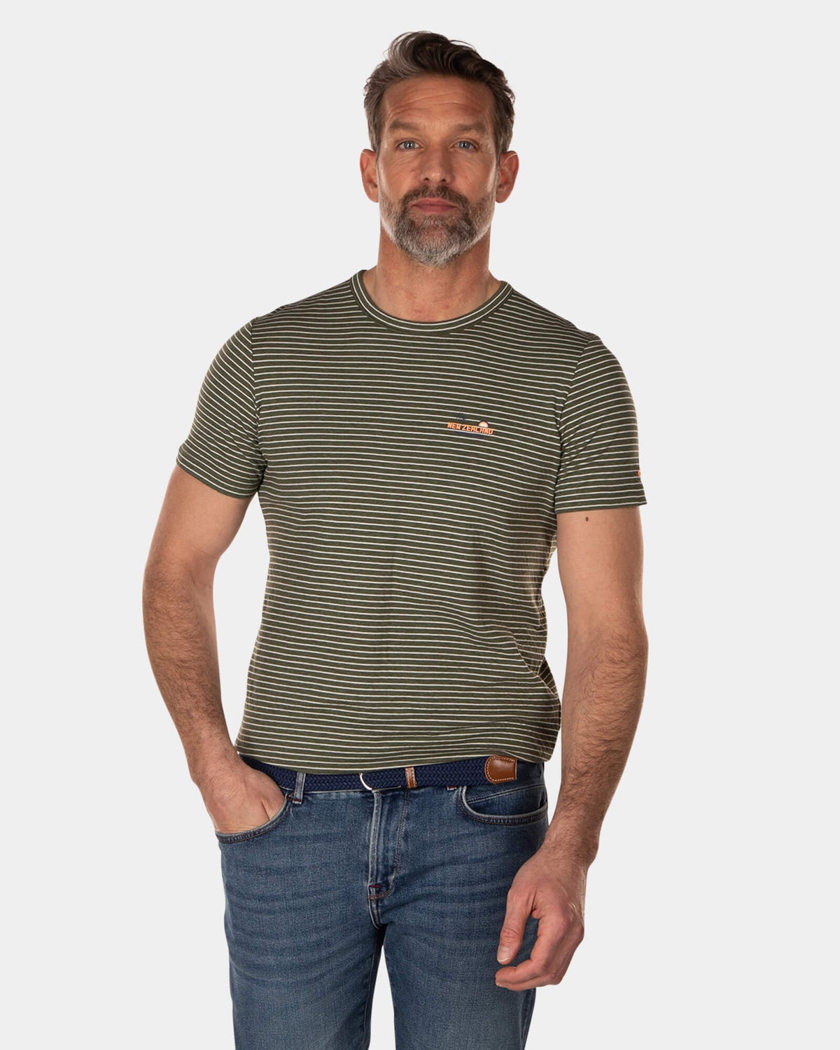 Cotton t-shirt with stripes - High Summer Army