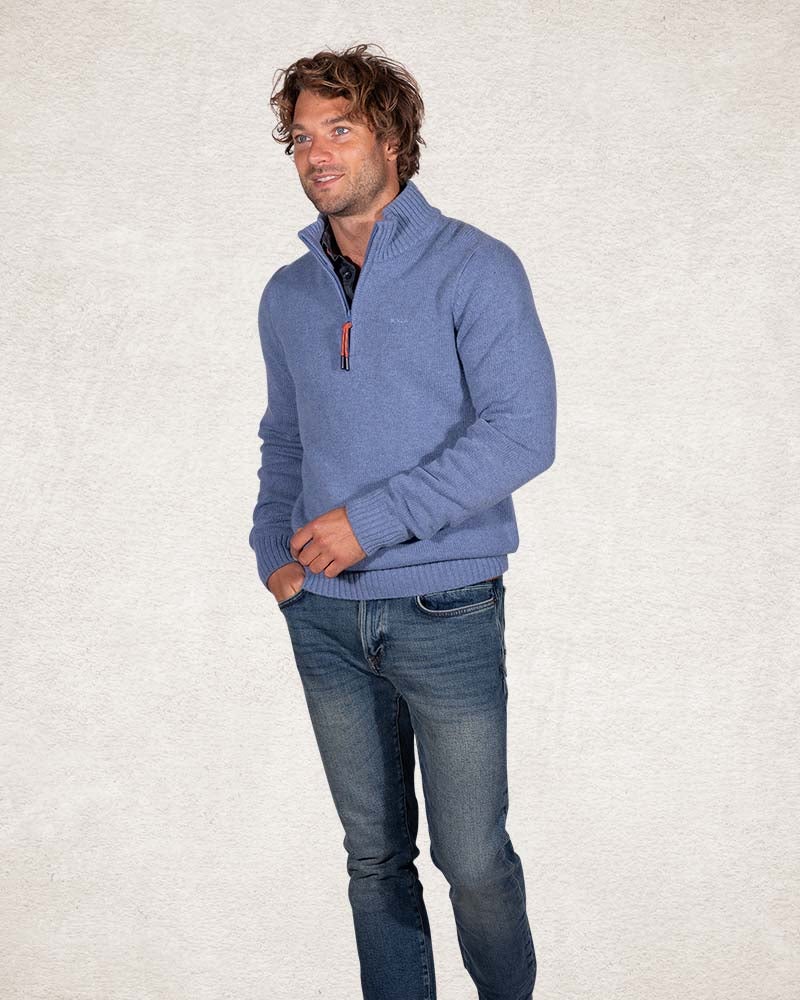 Half zip pullover wool blend - Cloudy Blue