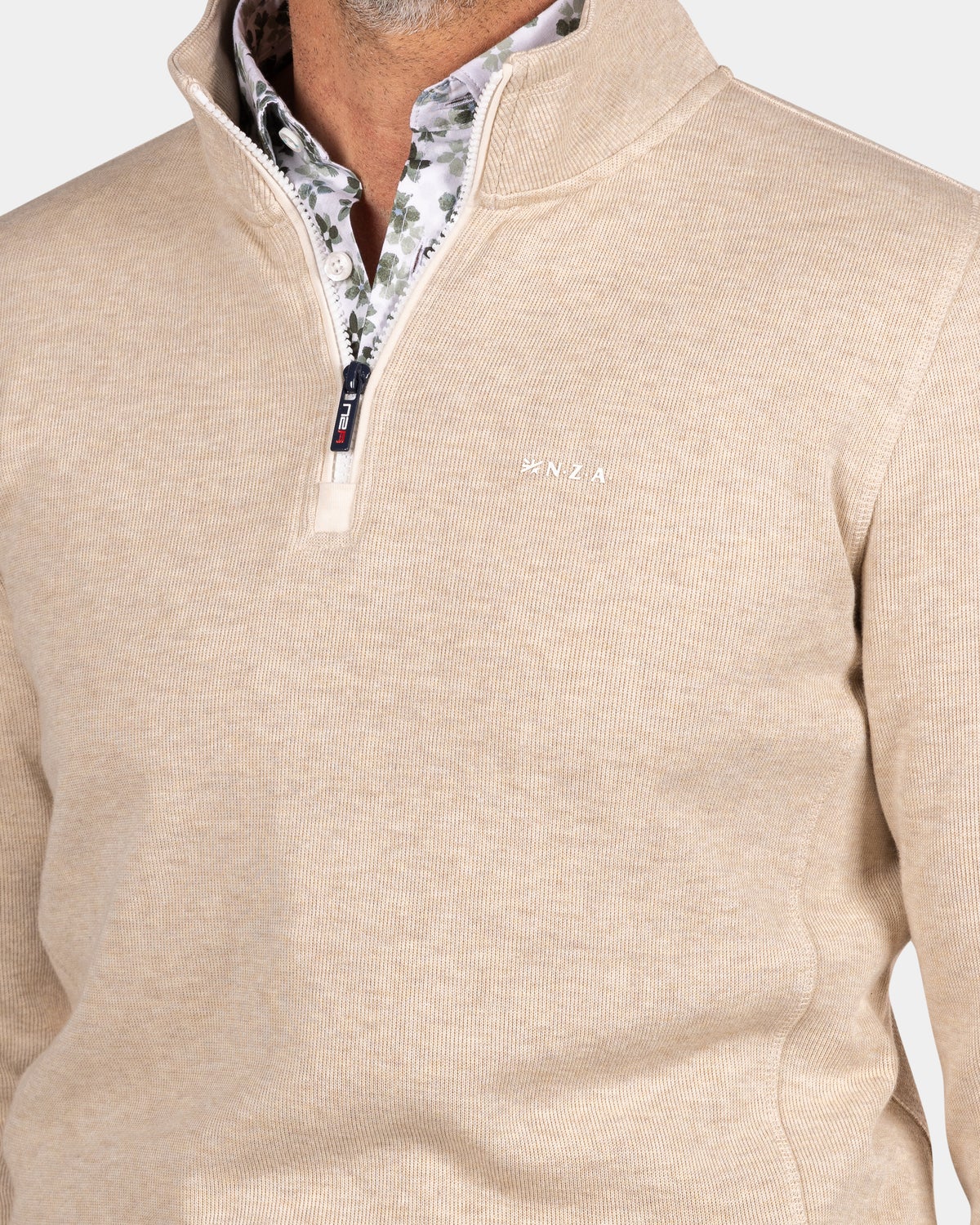 Pull beige avec demi-fermeture - Oat Sand