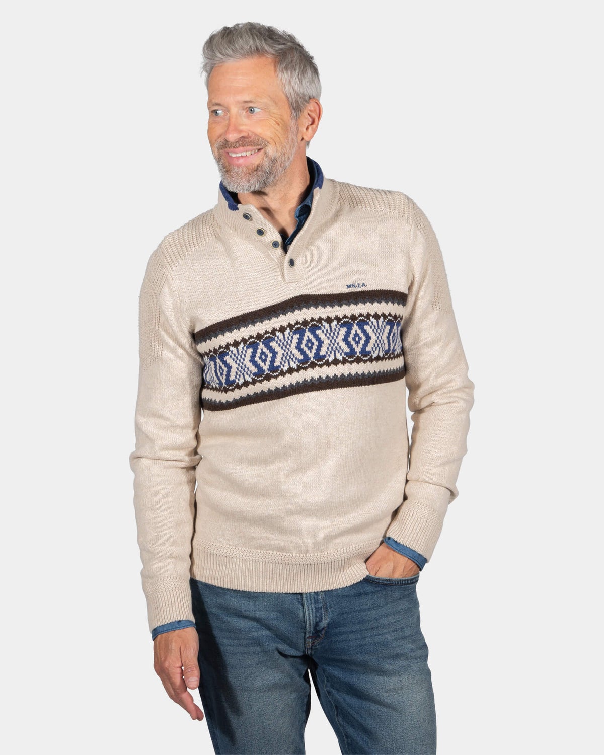 Winterstrickpullover Fraser - Sea Silt Sand