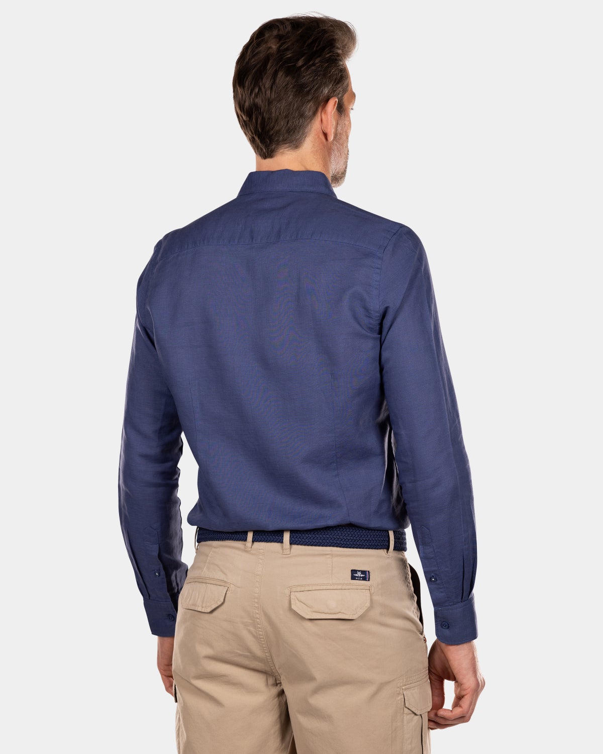 Camisa lisa de lino en muchos colores. - Dusk Navy