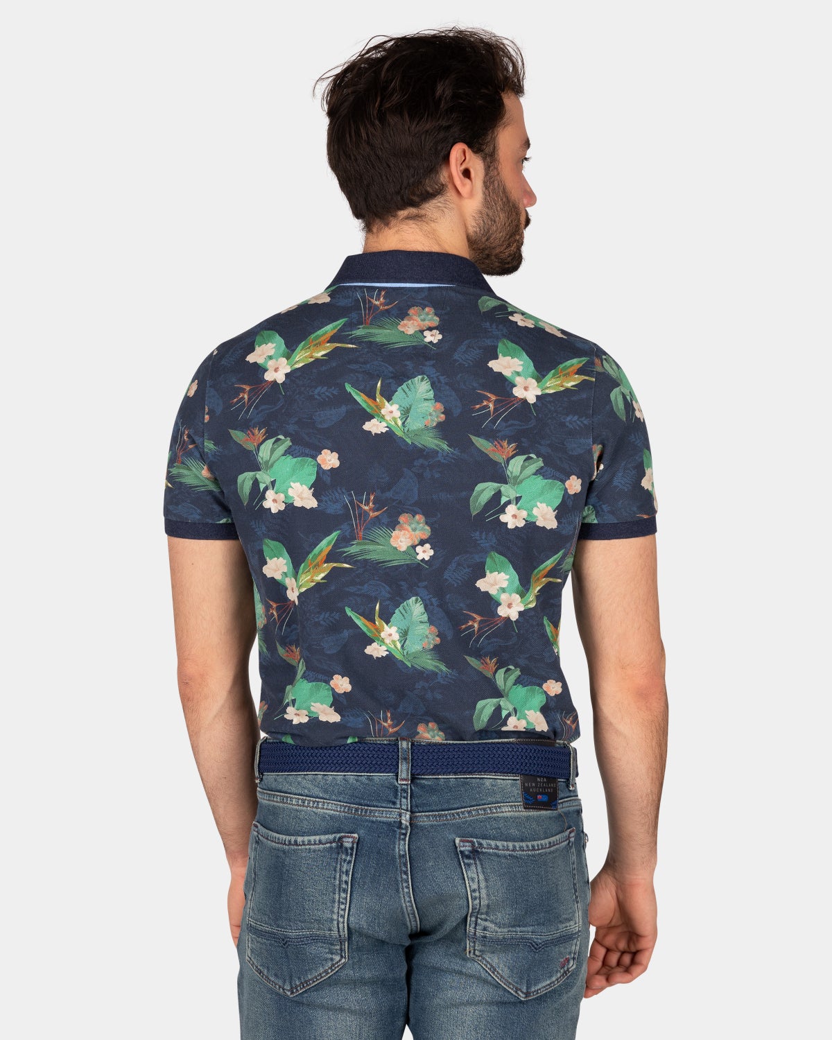 Polo bleu foncé à fleurs - Traditional Navy