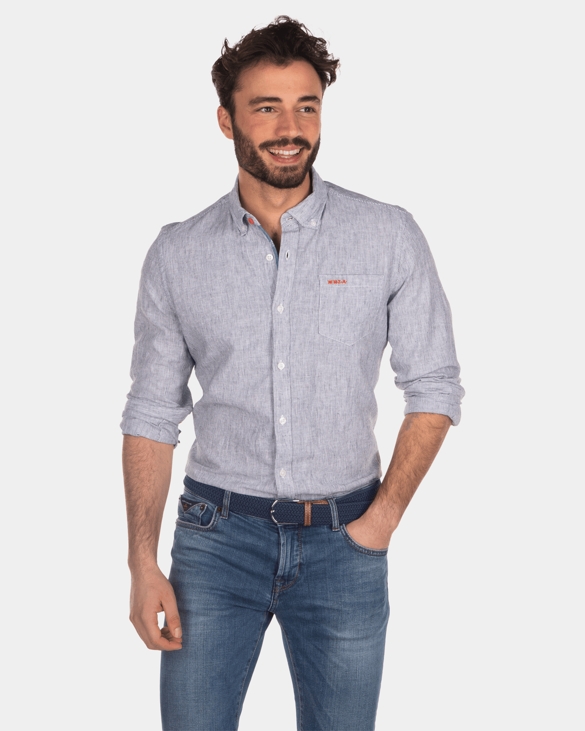 Camisa básica de lino y algodón