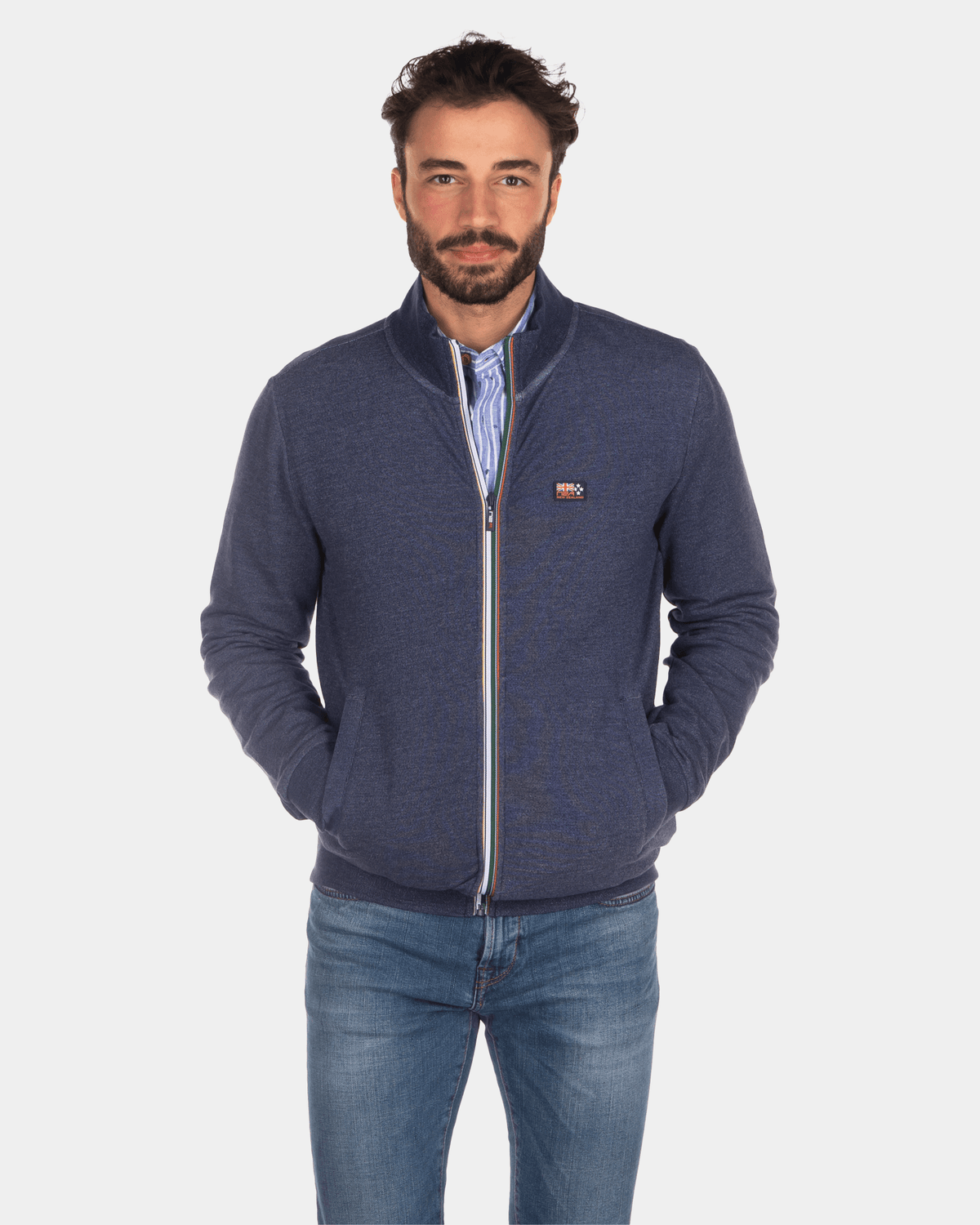 Schlichte Strickjacke aus Baumwolle - Key Navy