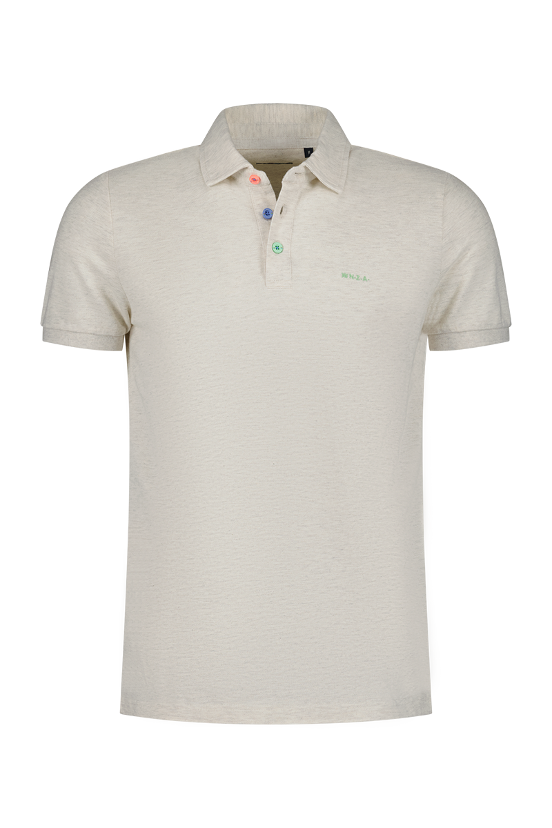 Polo liso de algodón - Cream Melange