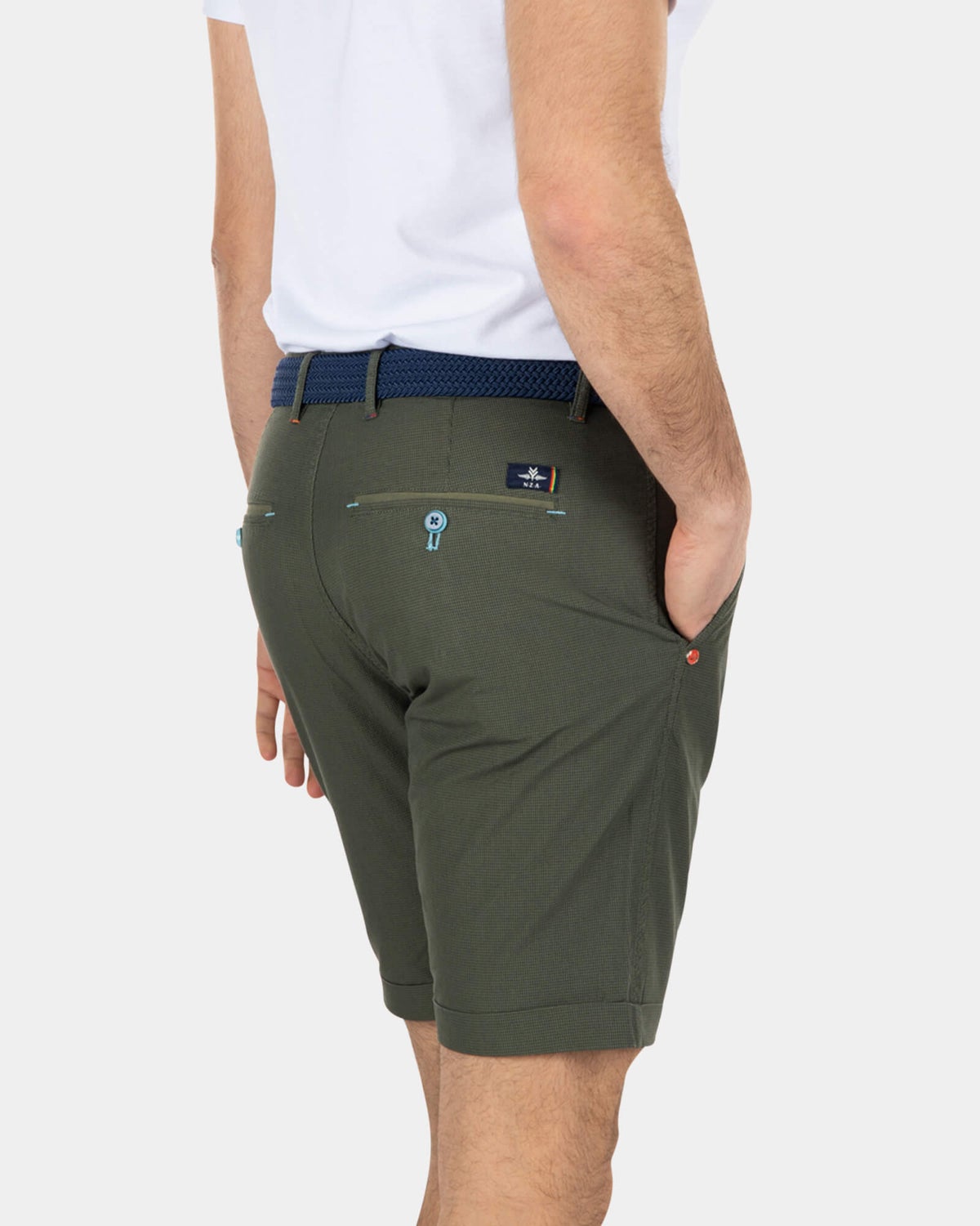 Katoenen chino korte broek - Army