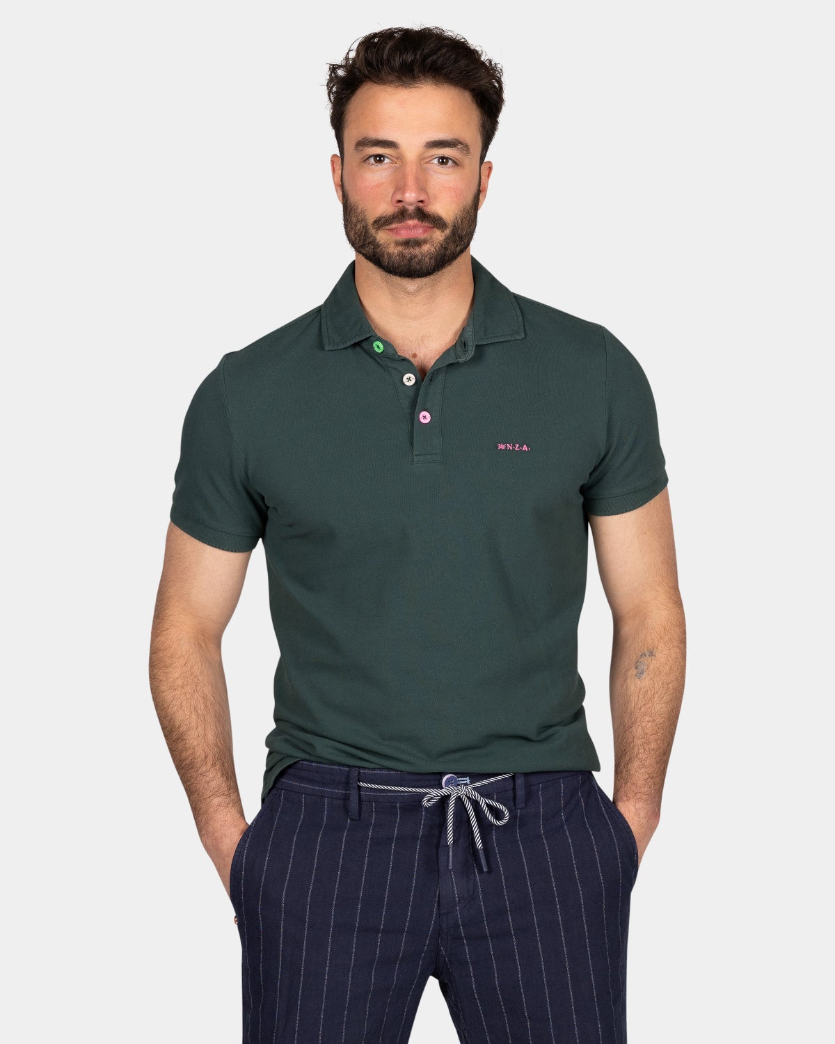 Plain cotton poloshirt - Classic Green