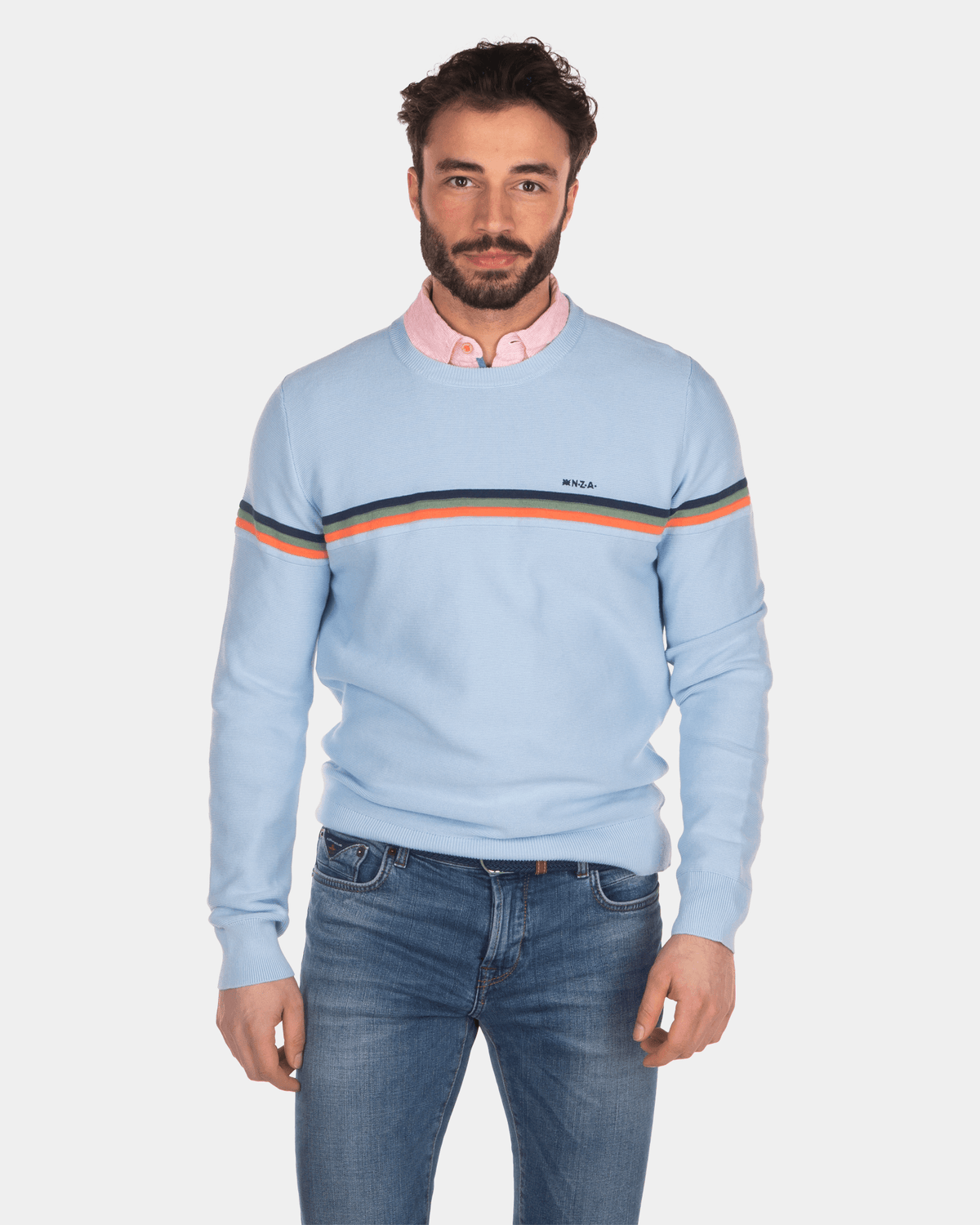 Pull col rond bleu clair - Bright Sky