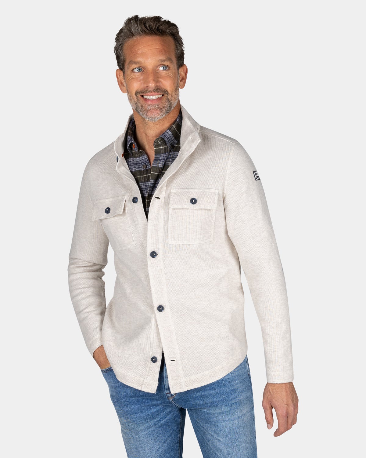 Wit katoenen overshirt - Powder Sand