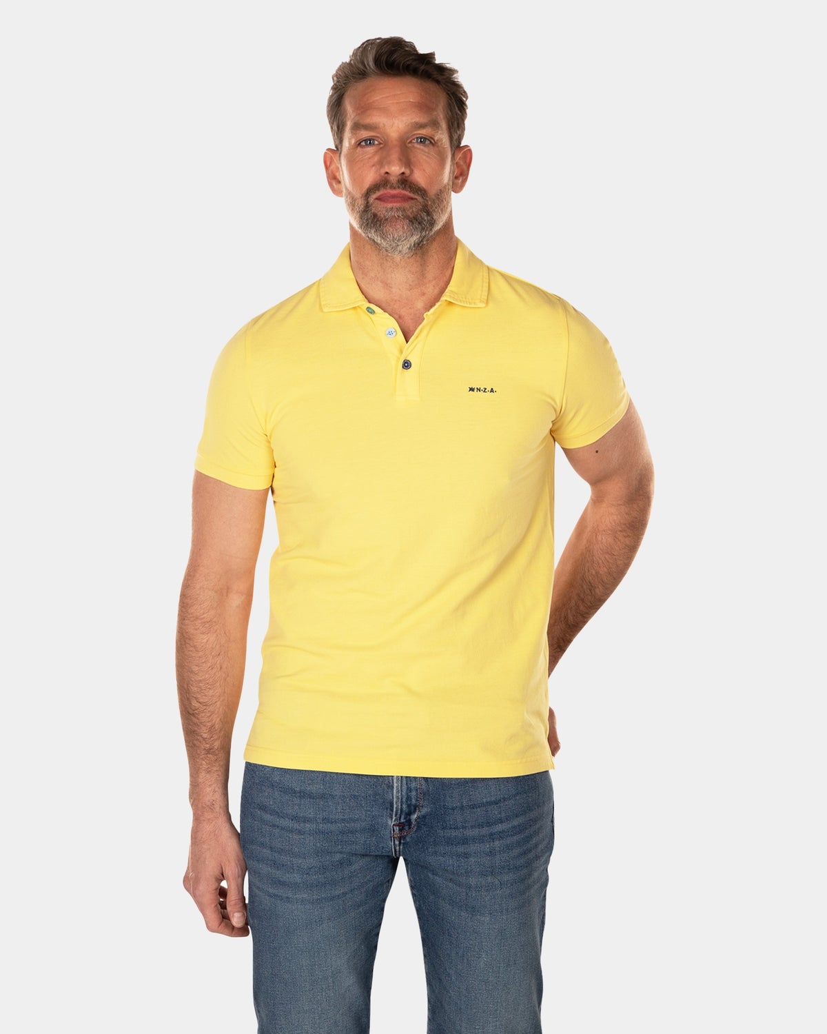 Polo uni en coton - Iguana Yellow