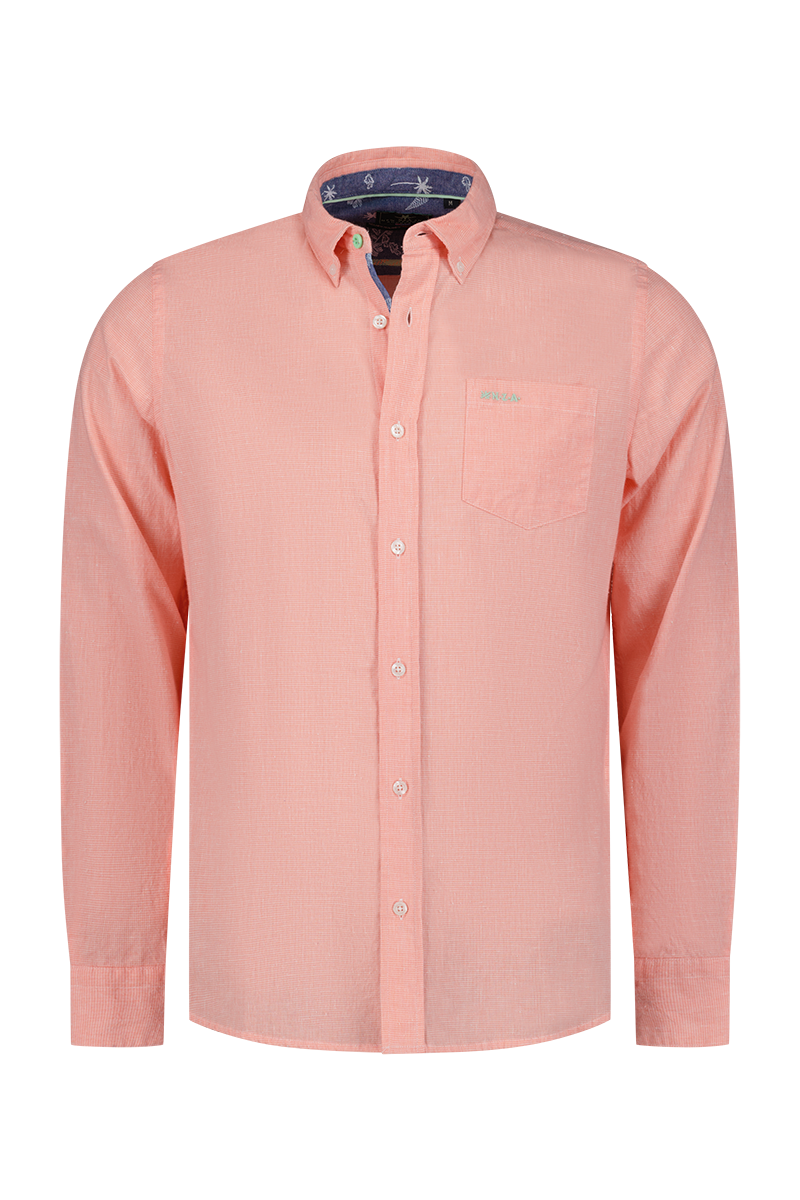 Camisa rosa o azul con mangas largas. - Fury Pink