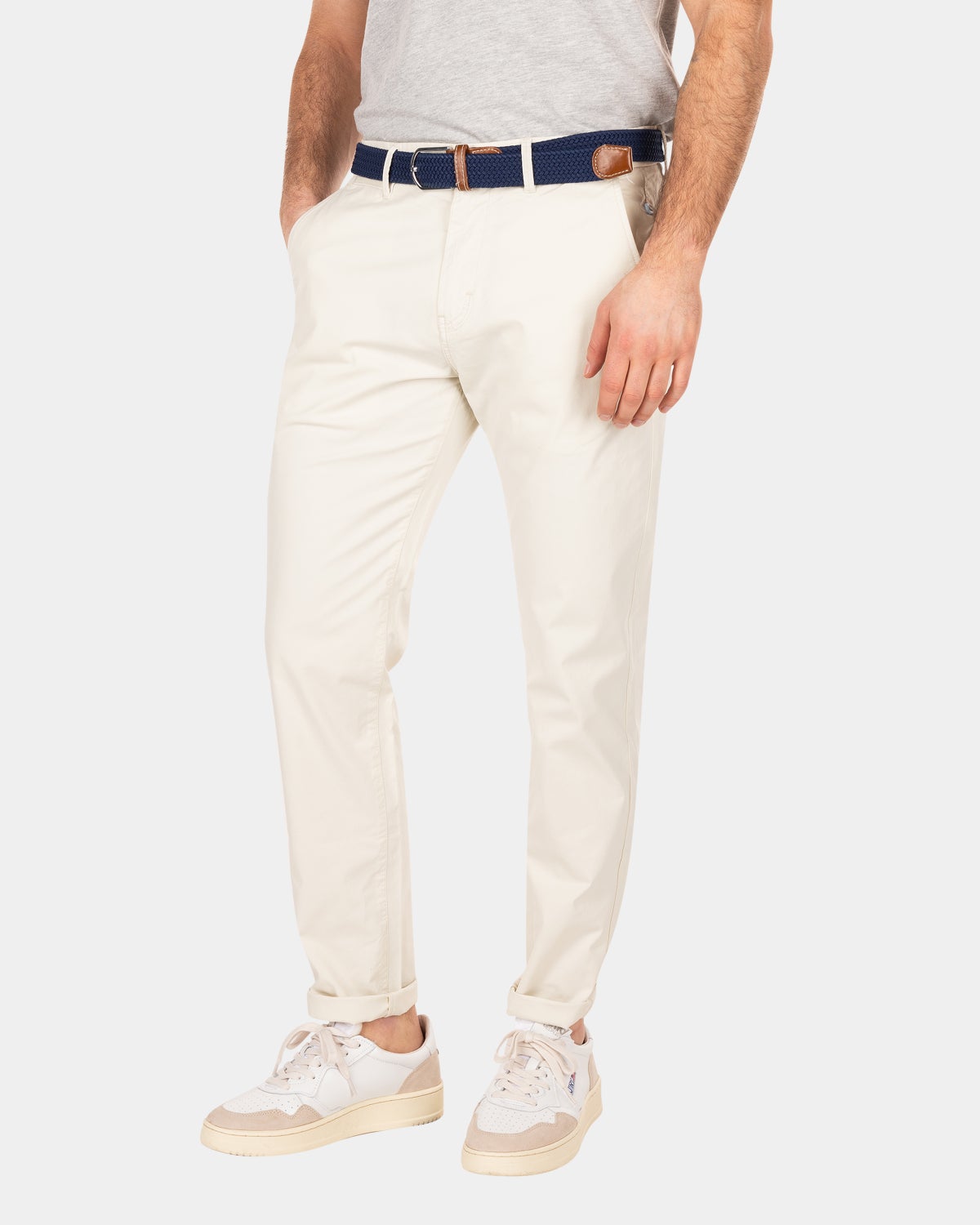 Baumwoll-Chino mit Stretch - Cream