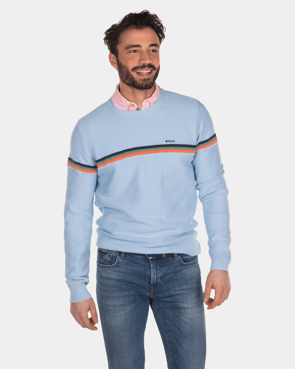 Round neck pullover light blue - Bright Sky