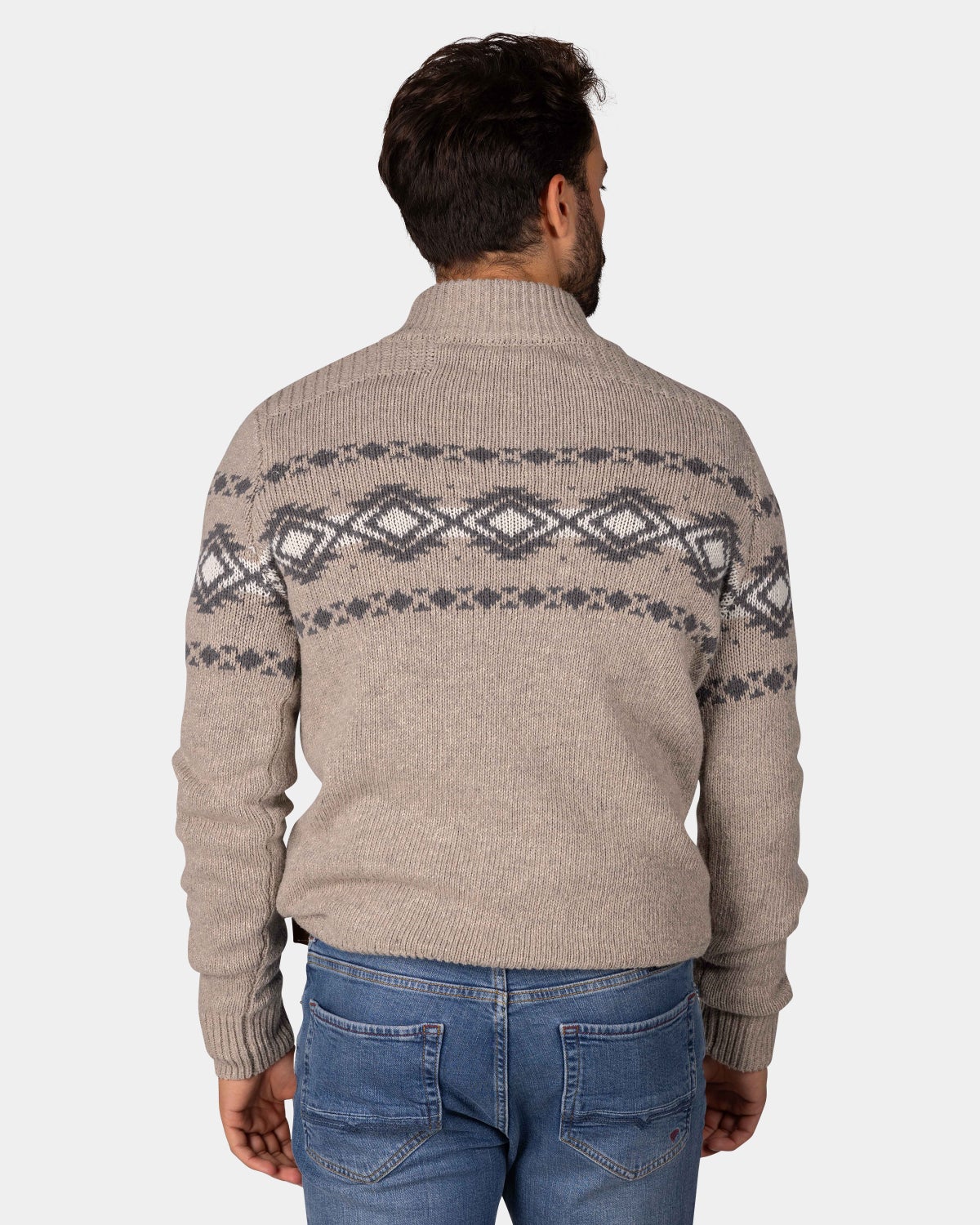 Bruine pullover met knopen en zwart motief - Chestnut