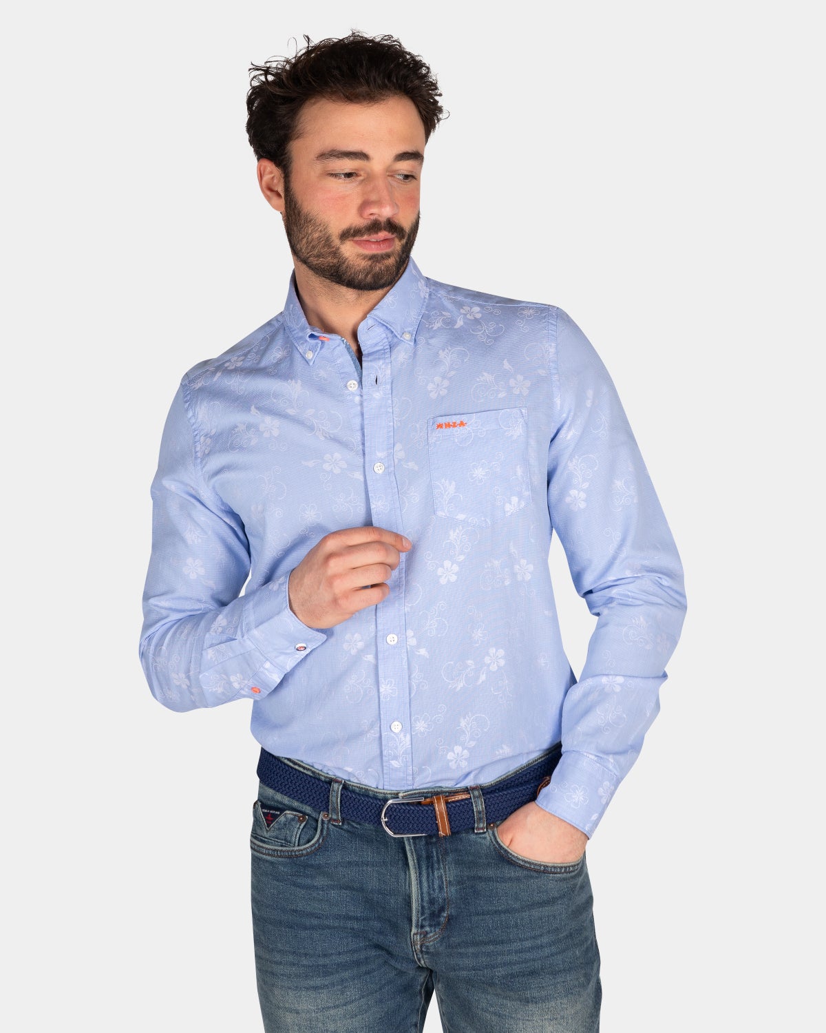 Camisa celeste con estampado - Light Blue