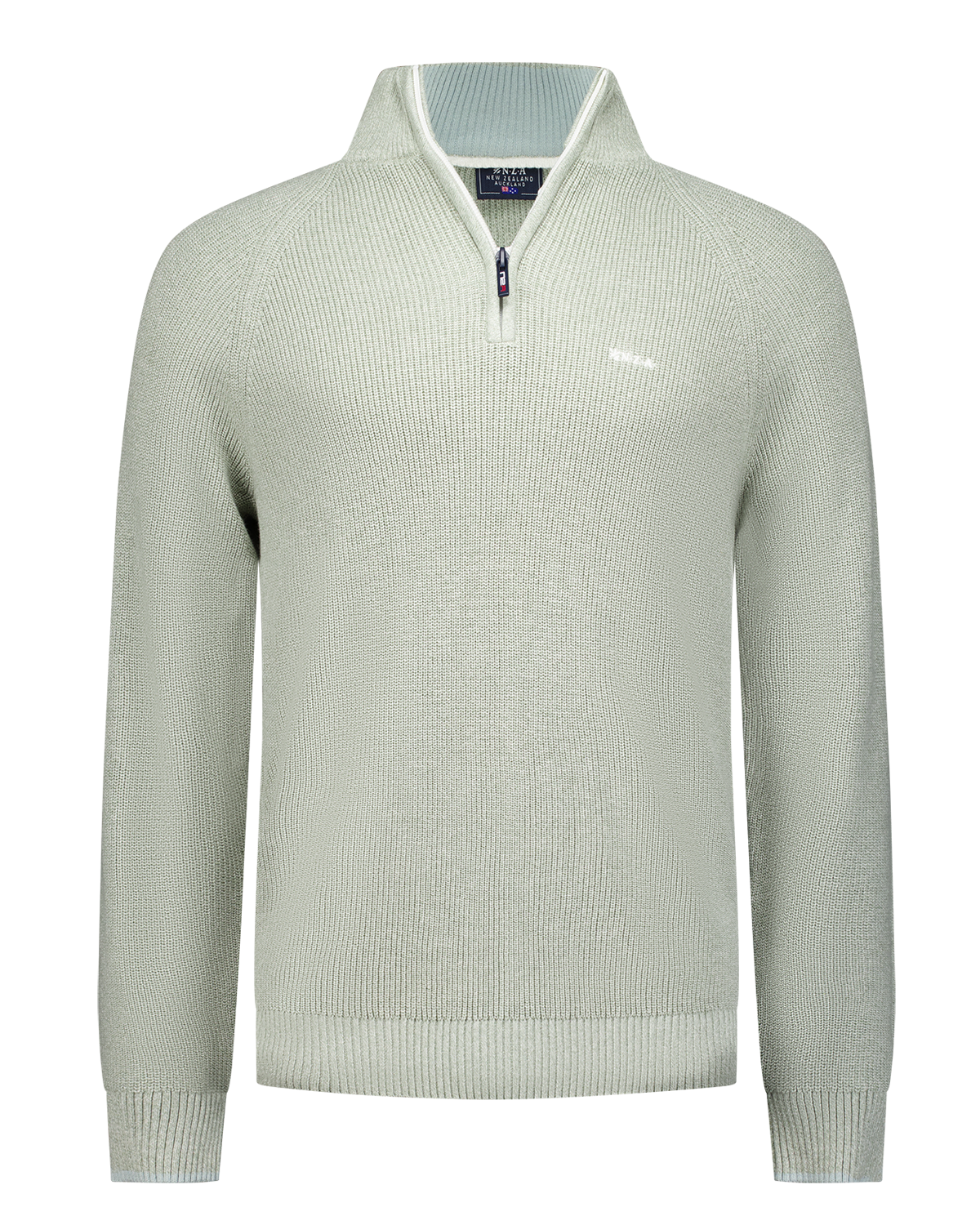 Light green knitted half zip pullover - Sage