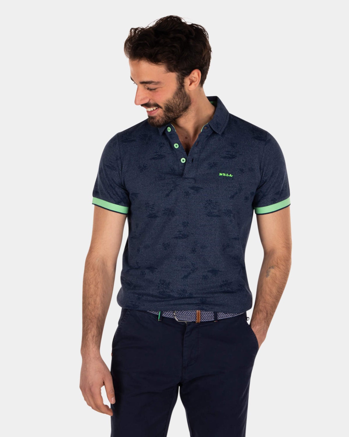 Polo imprimé d'été bleu - Key Navy