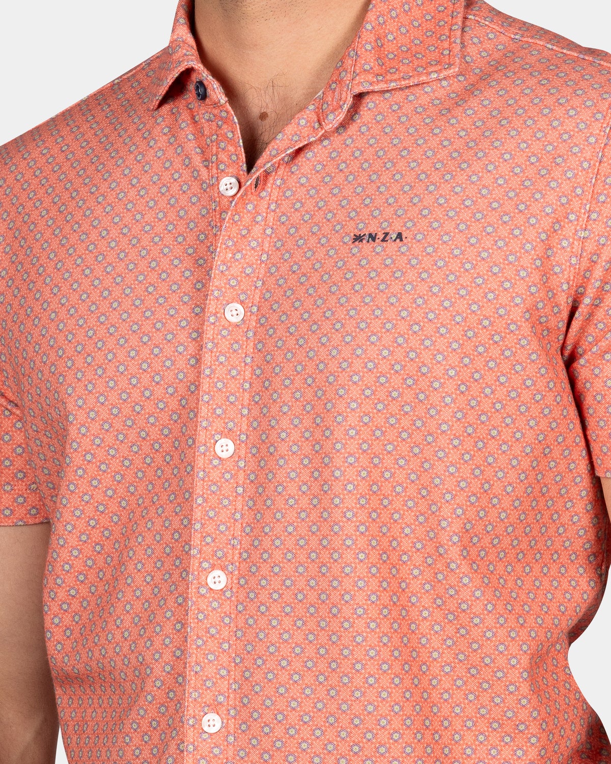 Camisa manga corta con estampado pequeﾖo - Fresh Orange