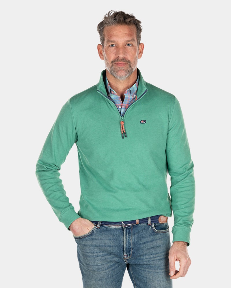 Fleecepullover mit Reißverschluss - Amazon Green