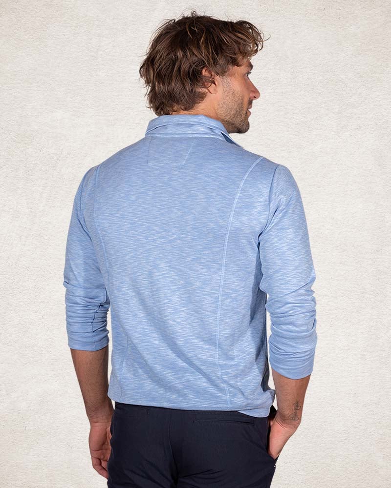 Sportieve sweater met halve rits - Pale Blue