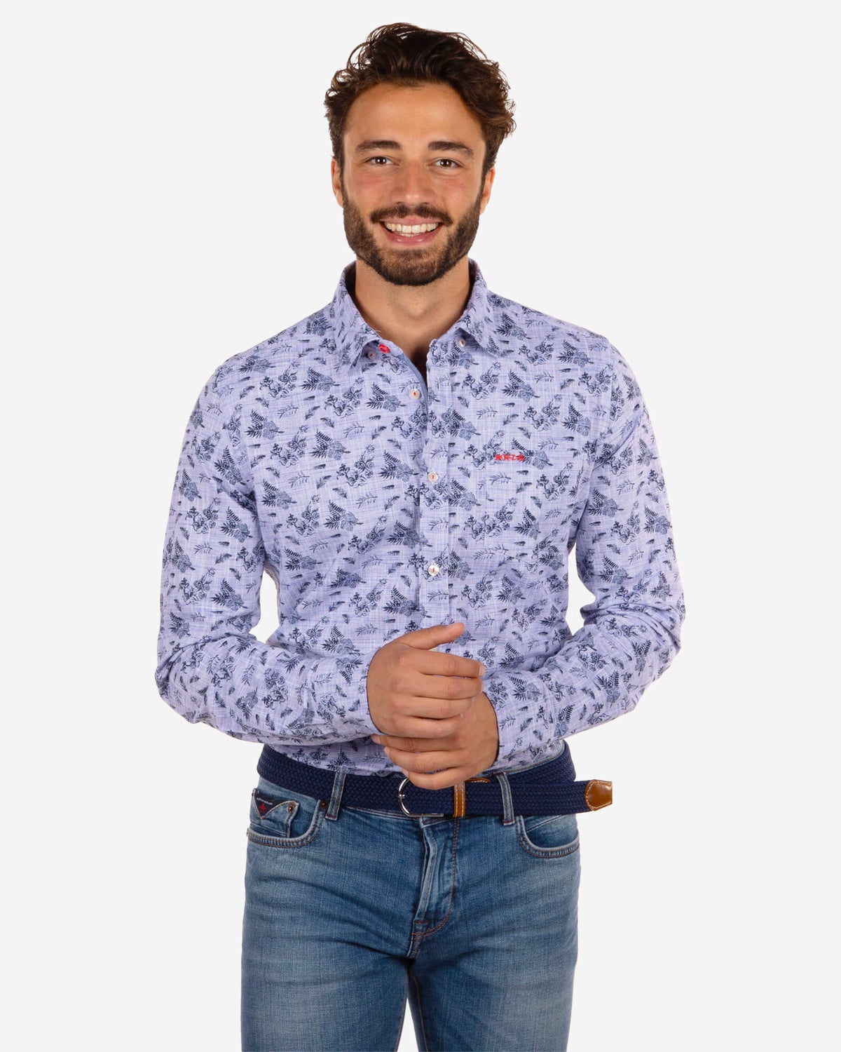 Chemise à fleurs Rolleston - Energy Blue