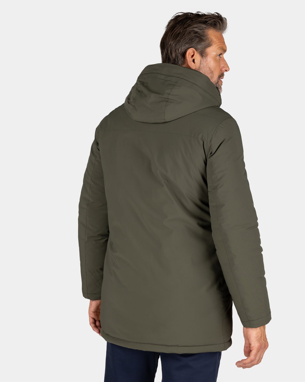 Dunkelgrüner Parka mit Stehkragen - Gravel Green