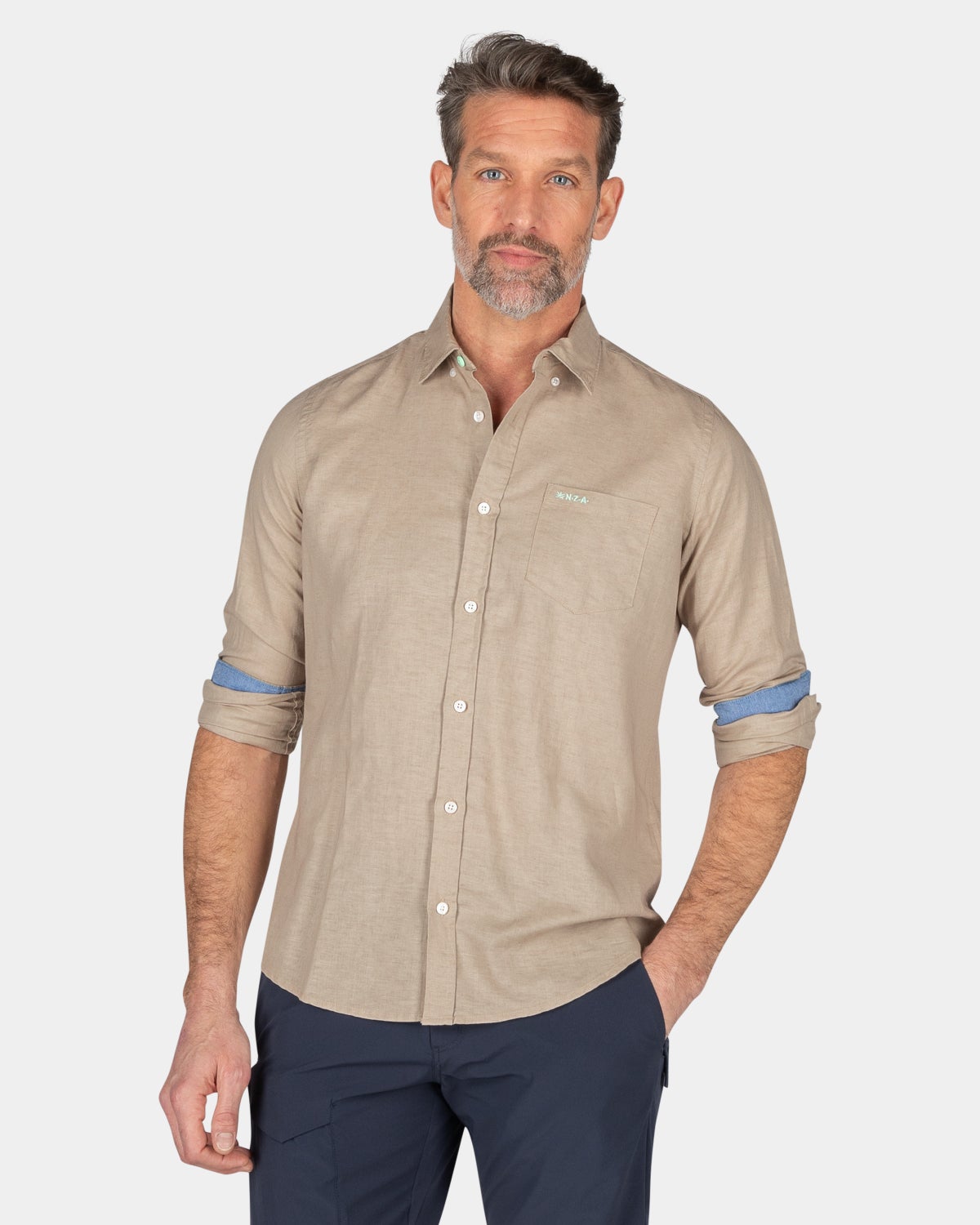 Chemise en lin uni de plusieurs couleurs - Shimmering Sand