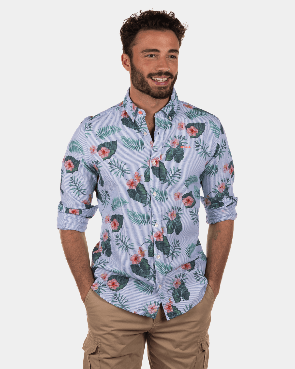 Camisa con motivo floral de Coe's Hole - Light Blue