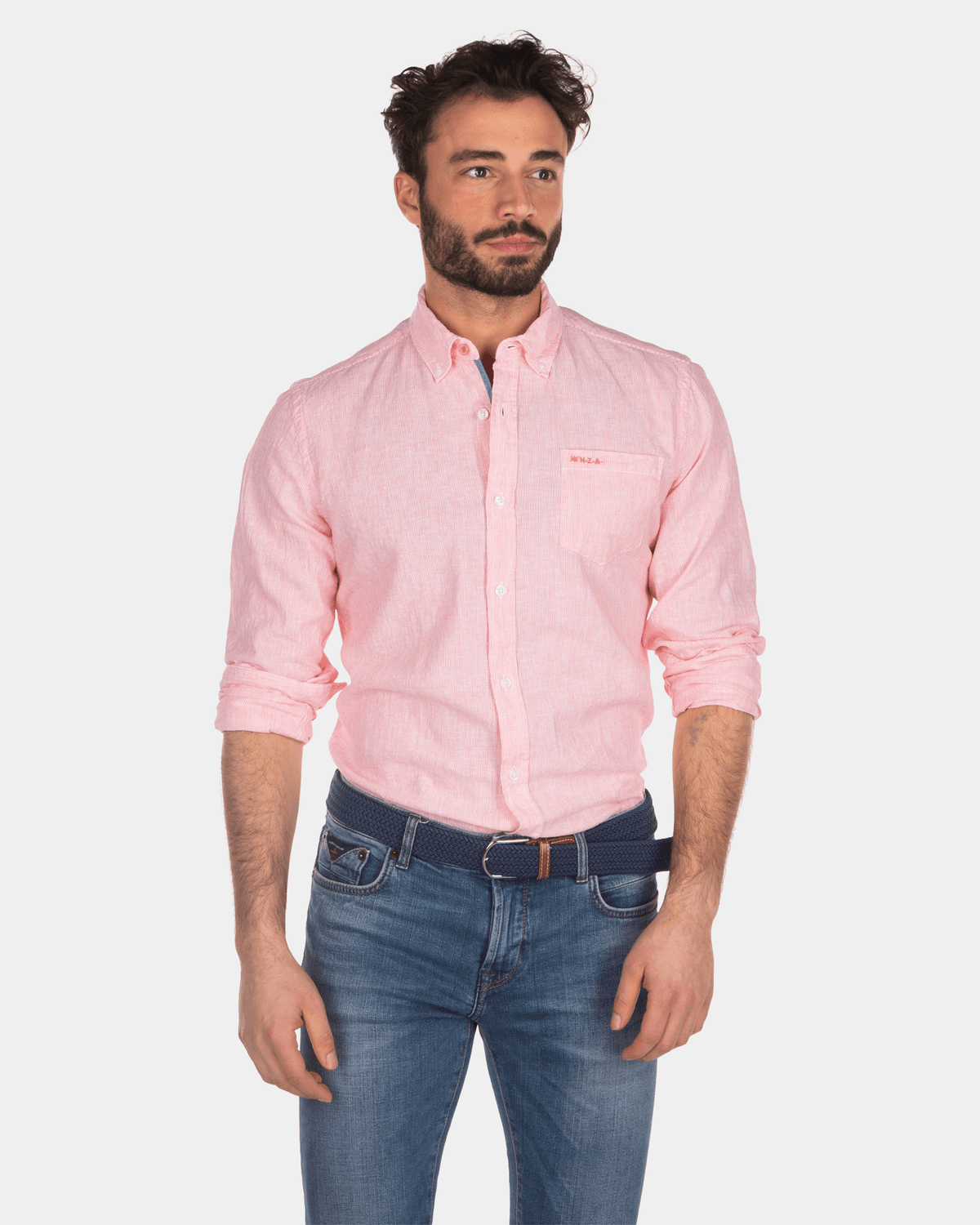 Camisa de lino lisa - Burned naranja