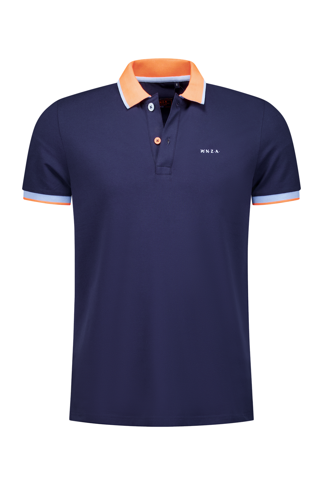 Plain poloshirt with accent colored collar - Ocean Navy