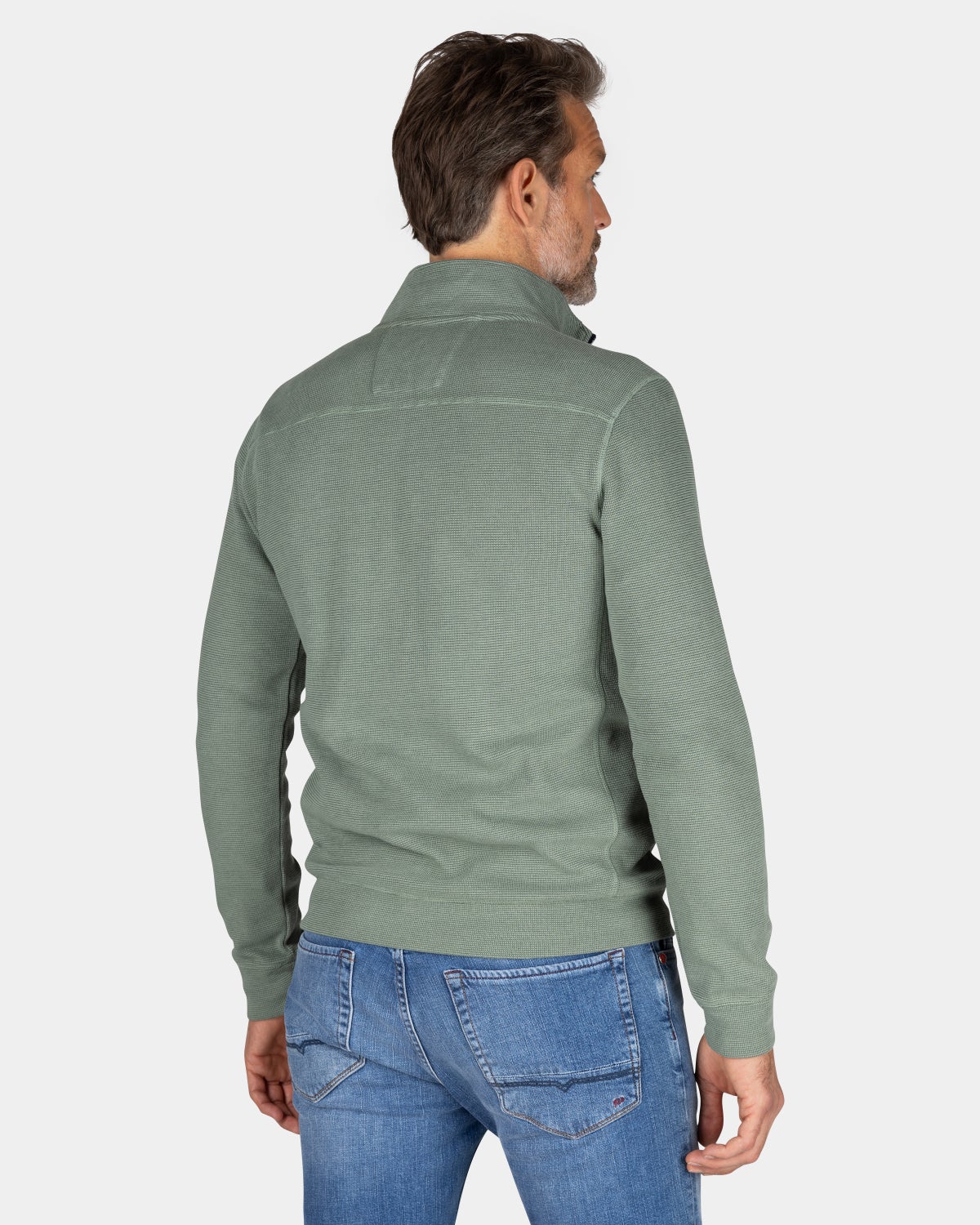 Pull vert avec demi-fermeture éclair - Pebble Green