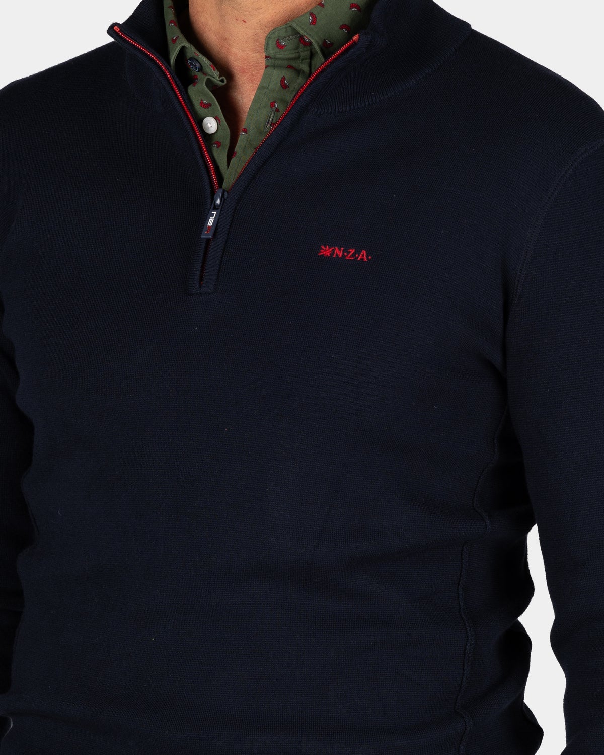 Donkerblauwe pullover met halve rits - Winter Navy