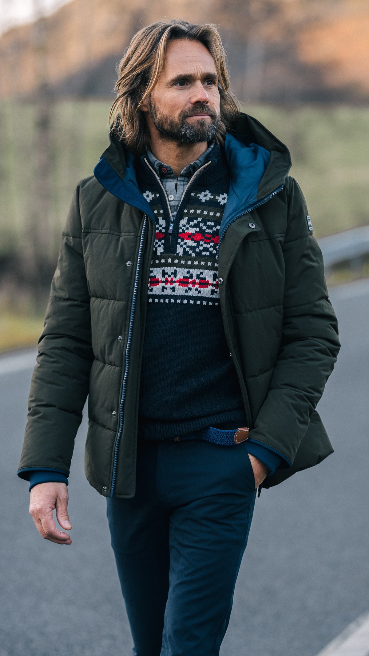 Dunkelgrüne Steppjacke - Gravel Green