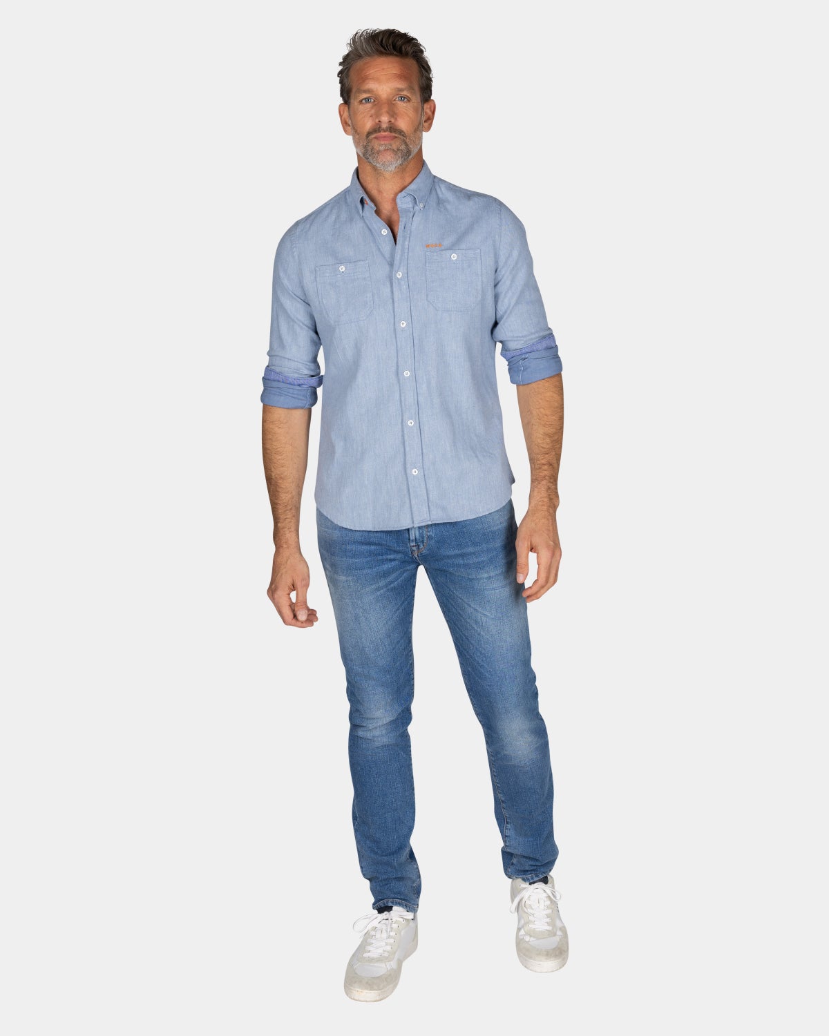 Cotton denim shirt - Frozen Blue