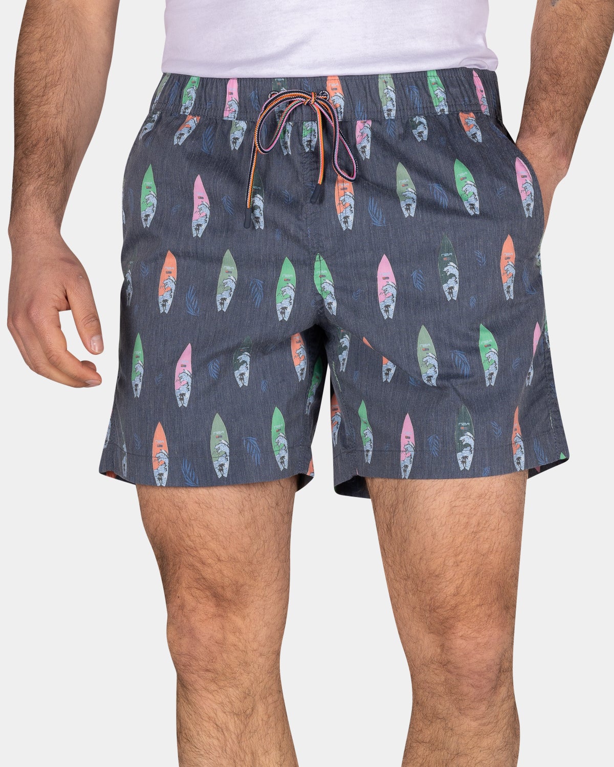Swimming trunks with surfboard print - Ocean Navy