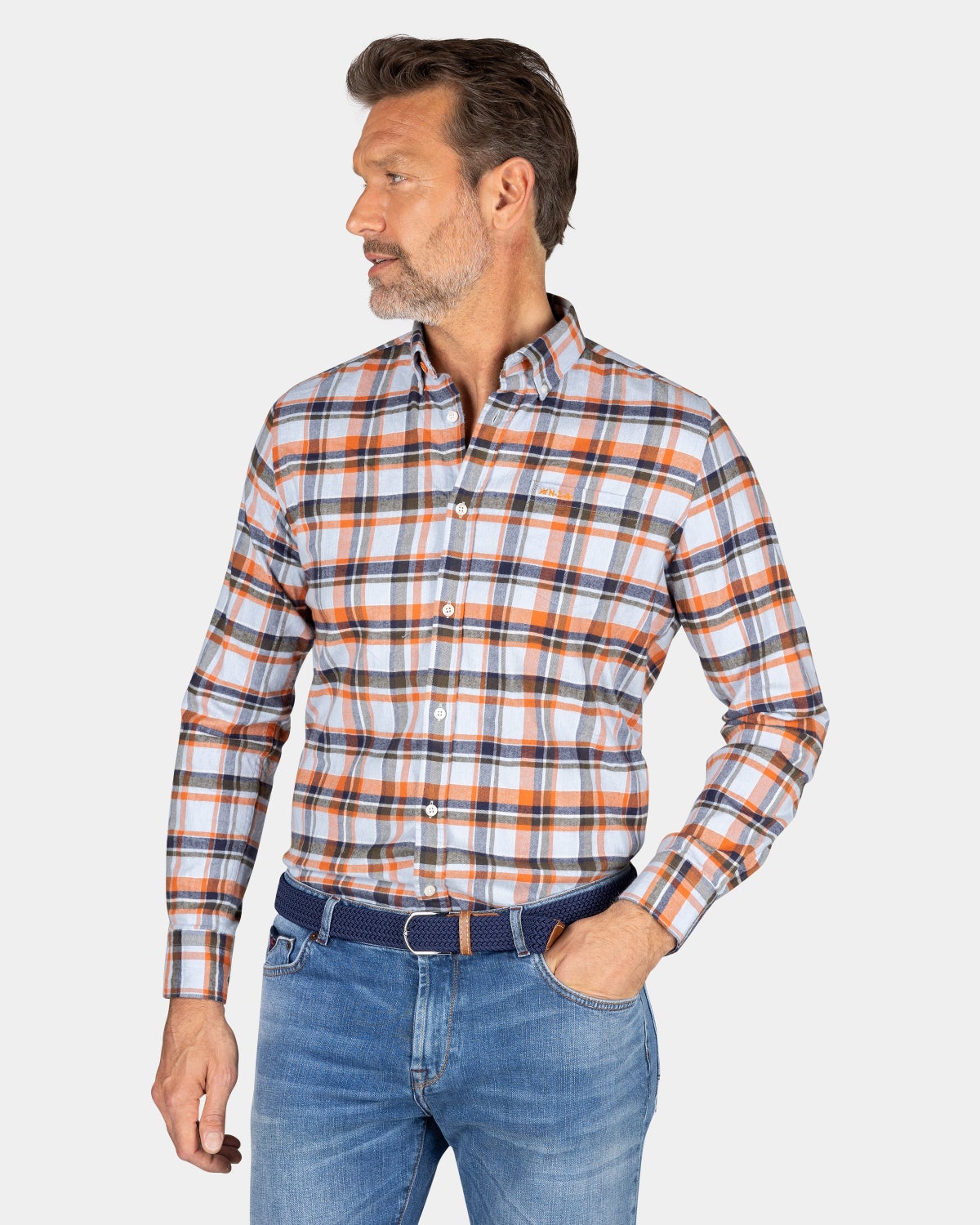 Camisa de cuadros con azul naranja gris - Frozen Blue