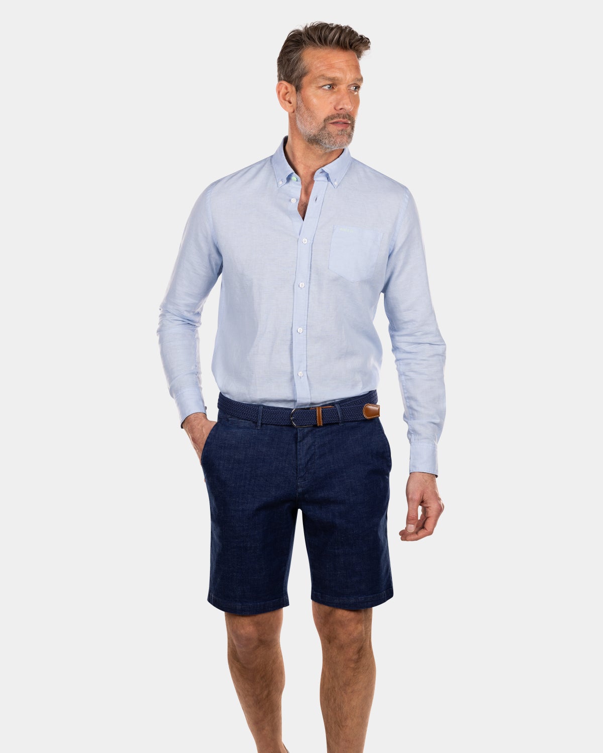 Chemise en lin uni de plusieurs couleurs - Rhythm Blue