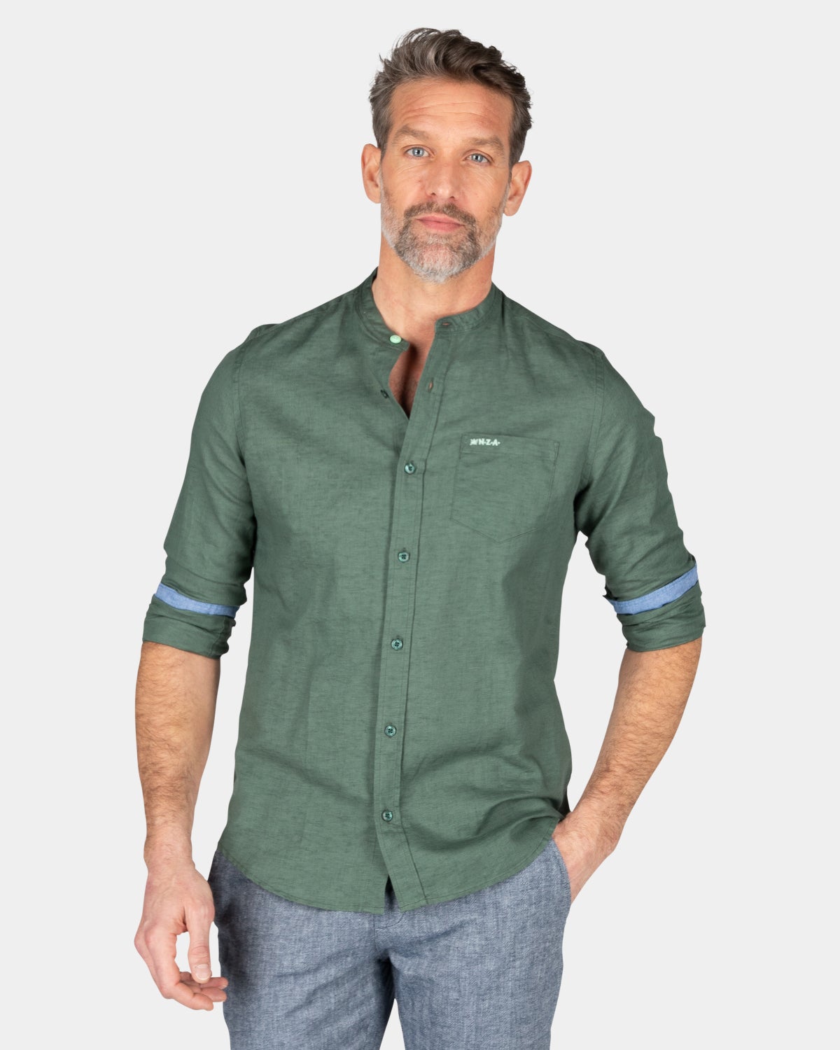 Chemise unie sans col - Chalk Green