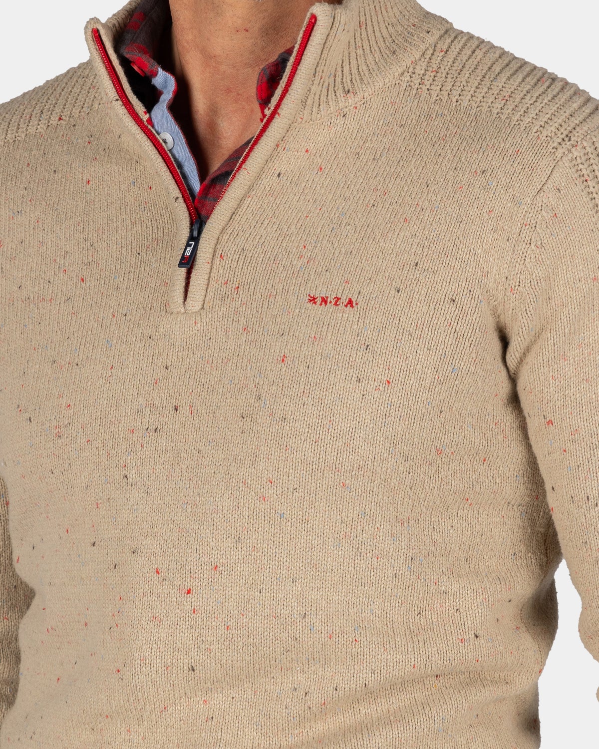 Zandkleurige pullover met halve rits - Shimmering Sand