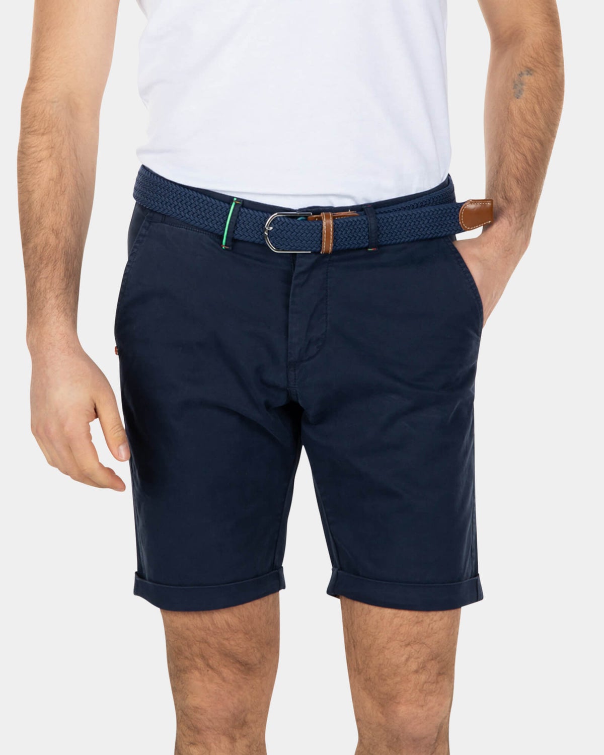 Katoenen stretch chino shorts - Key Navy